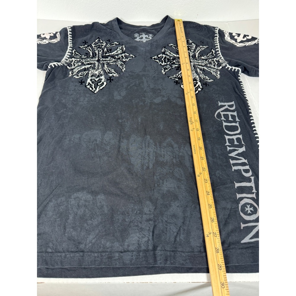 Raw State Mens Large Black Short Sleeve Graphic T Shirt Cross‎ Redemption Print - Picture 6 of 8